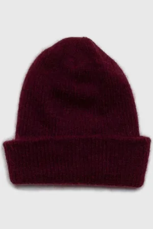 Glassworks London Burgundy Mohair Beanie Hat