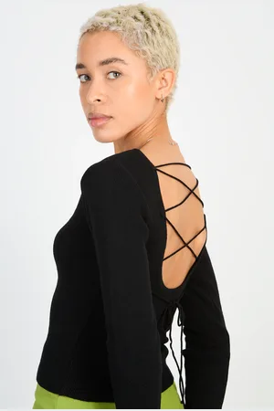 Glassworks London Criss Cross Tie Back Knit Top