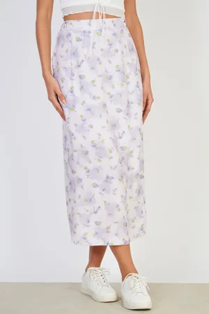 Glassworks London Lilac Floral Print Pencil Skirt