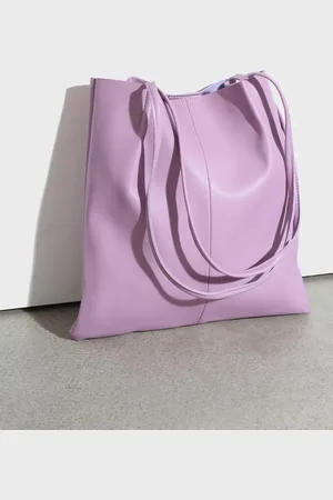 Glassworks London Lilac Vegan Leather Pinched Strap Tote Bag
