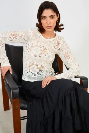 Glassworks London Cream Embroidered Pattern Top