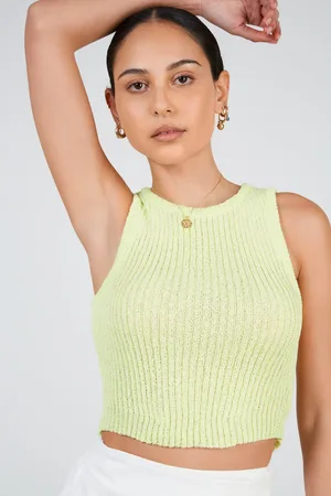 Glassworks London Lime Green Ribbed Round Neck Tank