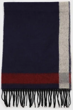 Glassworks London Navy And Red Contrast Block Fringe Scarf