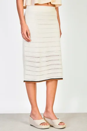 Glassworks London Beige Textured Knit Pencil Skirt