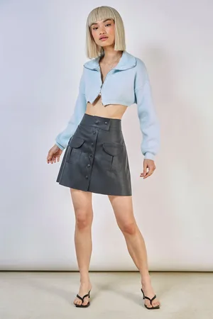 Glassworks London Vegan Leather Pocket Front Mini Skirt