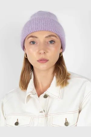 Glassworks London Lilac Mohair Beanie Hat