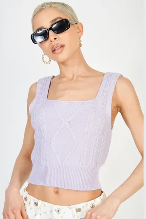 Glassworks London Lilac Square Neck Cableknit Tank