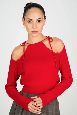 Glassworks London Tied Double Slit Knit Top