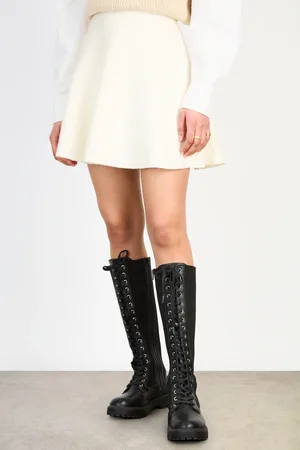 Glassworks London Ivory Smooth Shaped Knit Mini Skirt