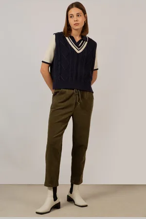 Glassworks London Navy And Ivory Varsity Trim Sweater Vest