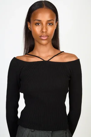 Glassworks London Ribbed Slim Strap Detail Knit Top