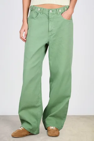 Glassworks London Olive Adjustable Waist Double Button Jeans