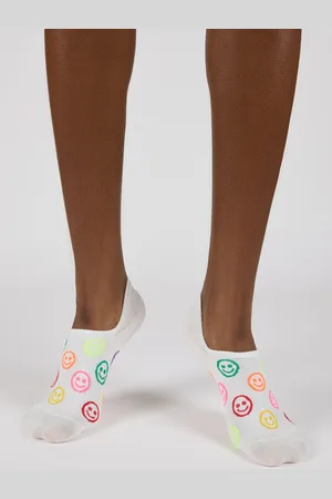 Glassworks London Large Neon Smiley Face Ankle Socks