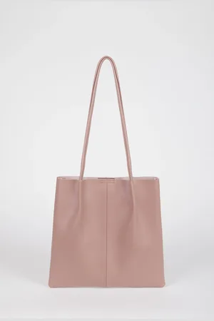 Glassworks London Dusty Vegan Leather Pinched Strap Tote Bag