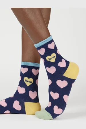 Glassworks London Navy And Pink Hearts Love Socks