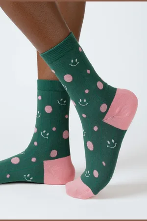 Glassworks London And Pink Polka Dot Smile Socks