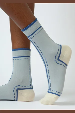 Glassworks London And Cream Dotted Outline Graphic Socks