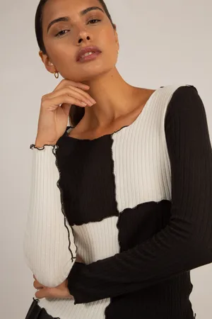 Glassworks London And White Contrast Blocks Top