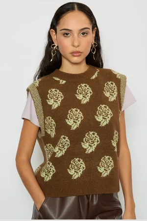 Glassworks London And Yellow Intarsia Rose Sweater Vest