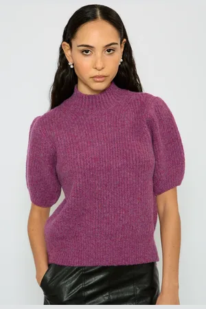 Glassworks London Wool Blend Puff Sleeve Knit Top