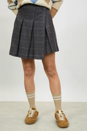 Glassworks London Tartan Asymmetrical Pleated Mini Skirt