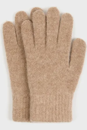 Glassworks London Dark Beige Wool Blend Gloves