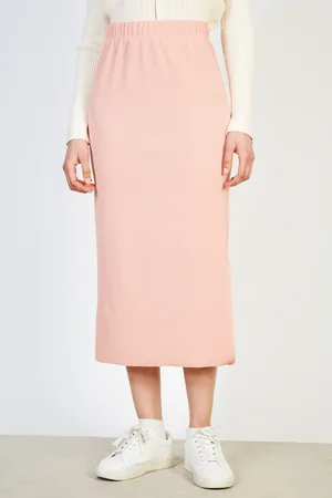 Glassworks London Peach Ribbed Pencil Skirt