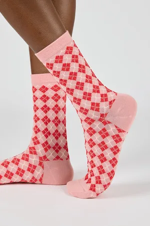 Glassworks London And Red Bold Argyle Socks