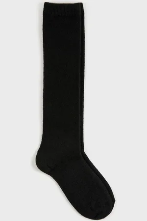 Glassworks London Black Knee High Cashmere Blend Socks