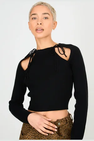 Glassworks London Tied Double Slit Knit Top