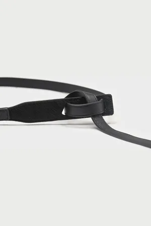 Glassworks London Genuine Leather Thin Knot Waist Belt