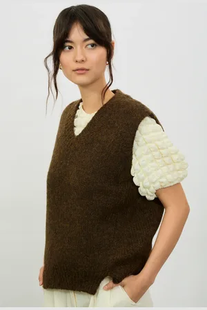 Glassworks London Alpaca Wool Blend V Neck Sweater Vest