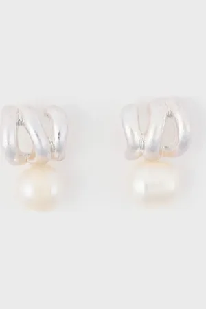 Glassworks London Pearl Drop Stud Earrings
