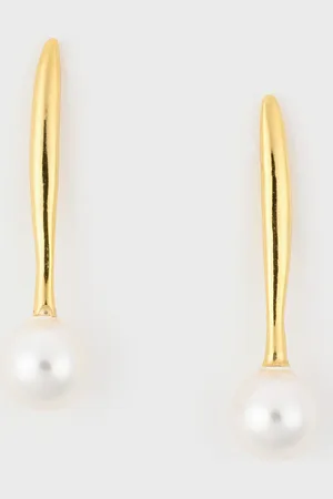 Glassworks London Slim Bar Pearl Earrings