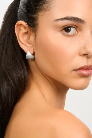 Glassworks London Brushed Triangle Stud Earrings