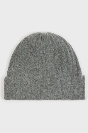 Glassworks London Angora Wool Blend Large Ribbed Beanie Hat
