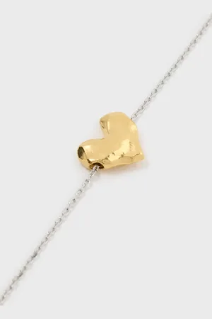 Glassworks London Brushed Heart Silver Chain Bracelet