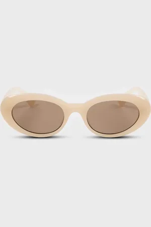 Glassworks London Cream Rounded Cat Eye Sunglasses