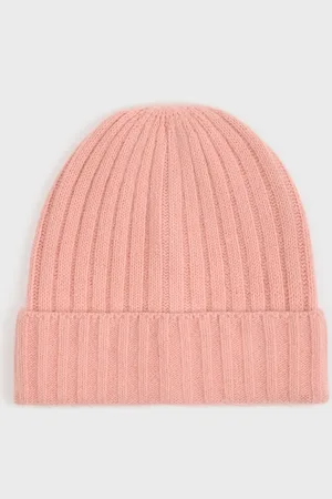 Glassworks London Pale Angora Wool Blend Large Ribbed Beanie Hat