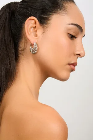 Glassworks London Large Diamante Hoop Earrings