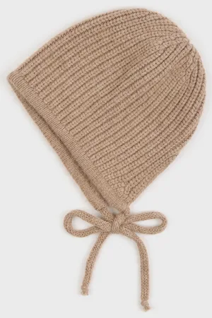 Glassworks London Beige Angora Ribbed Bonnet