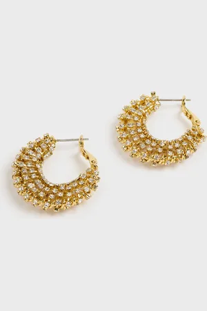 Glassworks London Large Diamante Hoop Earrings