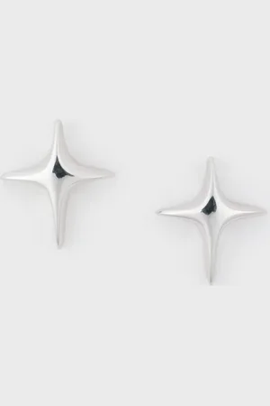 Glassworks London Thick Sparkle Cross Stud Earrings