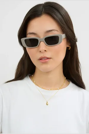 Glassworks London Matte Thin Rectangular Sunglasses