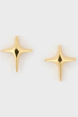 Glassworks London Thick Sparkle Cross Stud Earrings