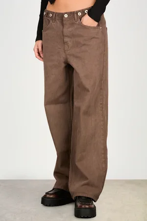 Glassworks London Washed Adjustable Waist Double Button Jeans