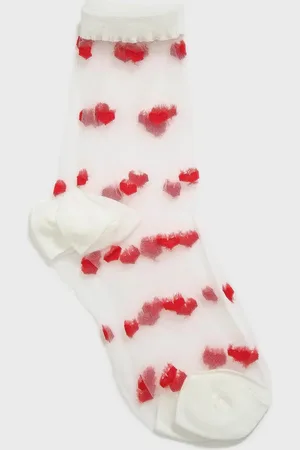 Glassworks London White And Sheer Heart Socks