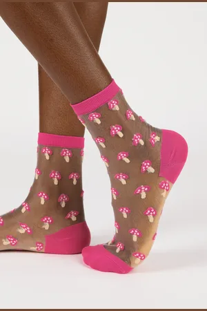 Glassworks London Pink Sheer Mushroom Socks