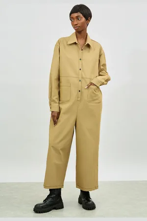 Glassworks London Beige And Black Contrast Stitch Boiler Suit