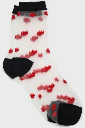Glassworks London Black And Red Sheer Heart Socks